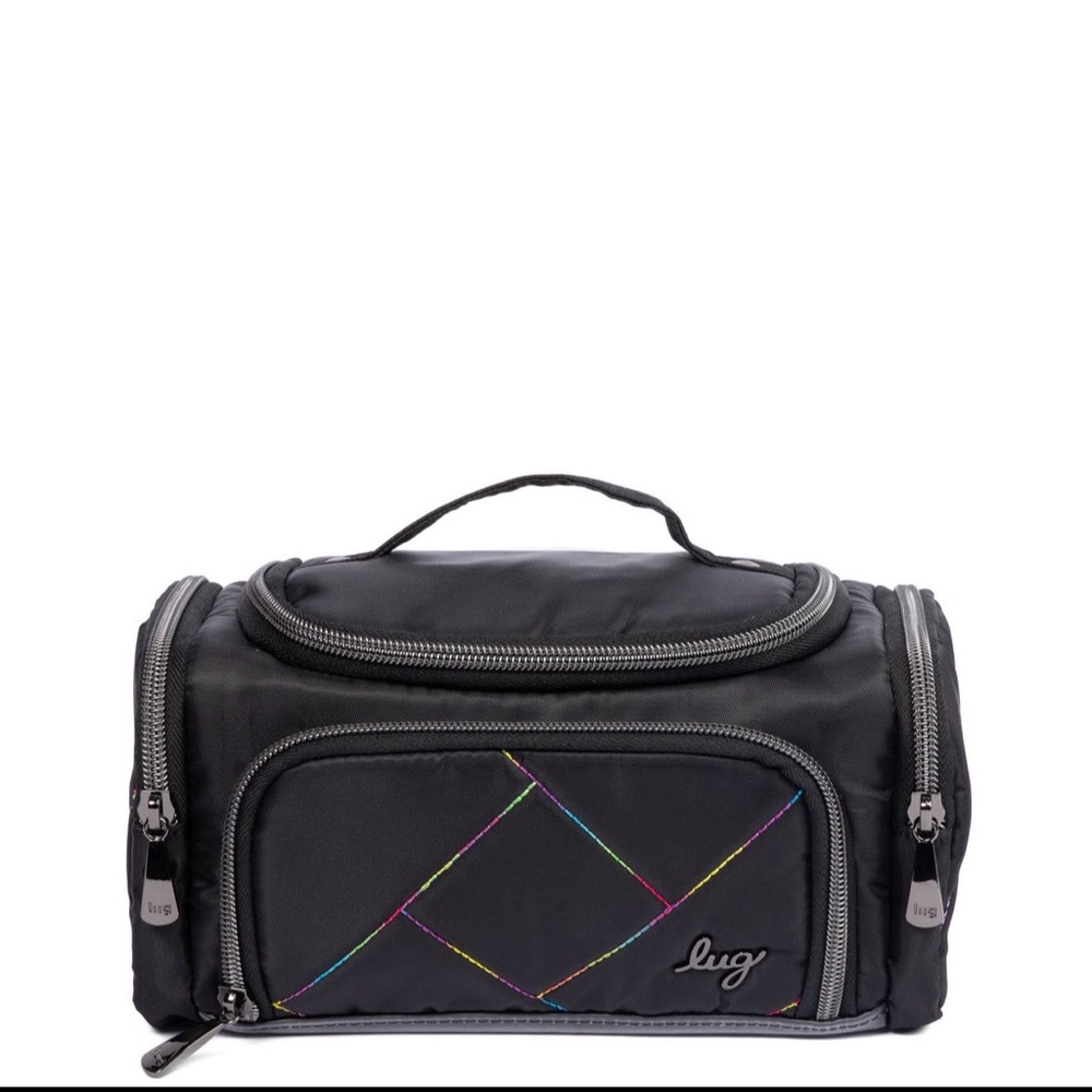 Lug Trolley Mini Cosmetic Case NWT Black Rainbow Stitch